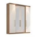 Ver imagem 2 de Guarda Roupa Casal com Espelho 4 Portas 4 Gavetas Berlim Branco Marrom/Nogueira/Off White