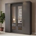 Ver imagem 1 de Guarda Roupa Casal 4 Portas 4 Gavetas Berlim com Espelho