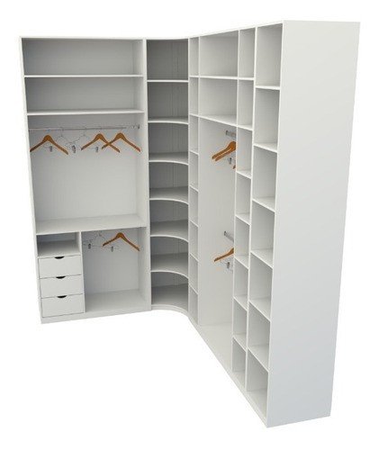 Kit Closet Mdf Armário Colmeia Cabideiro M38 Loja Roupa - Branco - 3