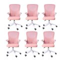 Ver imagem 1 de Kit 06 Cadeiras Escritório Rodizio Office Bytes Rosa