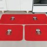 Tapetes De Cozinha Bordado Coruja 3 Peças Vermelho - 1