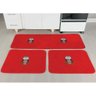 Tapetes De Cozinha Bordado Coruja 3 Peças Vermelho - 3