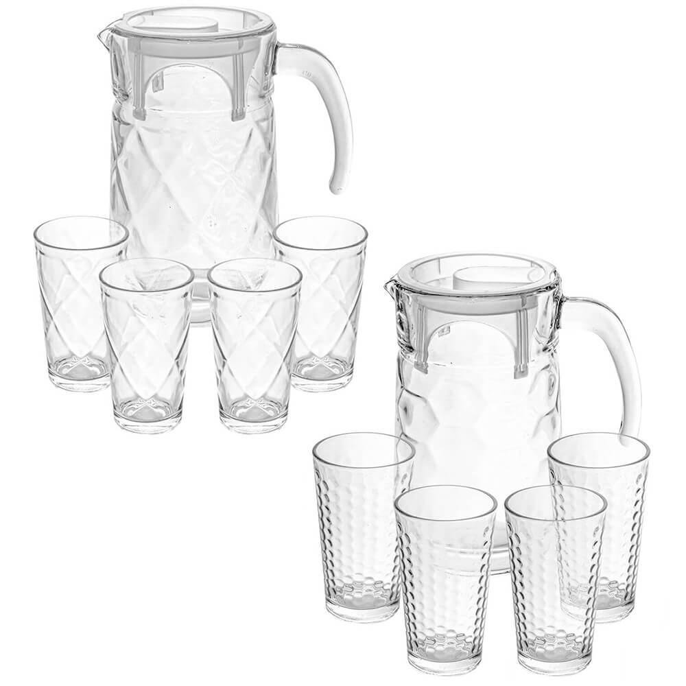 Kit de Copos e Jarra Transparente 5 peças - Casambiente Losangos - 6