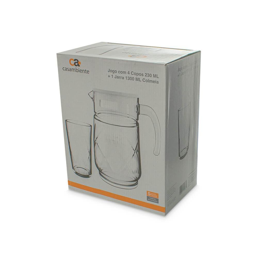 Kit de Copos e Jarra Transparente 5 peças - Casambiente Losangos - 11