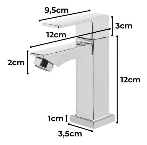 Torneira Banheiro Lavabo Pia Cuba Luxo Cromada 1/4 de Volta- Fino Inox - 3