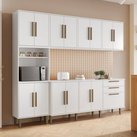 Cozinha Completa Modulada 5 Peças 15 Portas 2 Gavetas Lorena