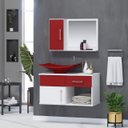 Ver imagem 1 de Gabinete Banheiro New Stilo 60 Cm Armário com Cuba e Espelheira:vinho