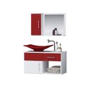 Ver imagem 4 de Gabinete Banheiro New Stilo 60 Cm Armário com Cuba e Espelheira:vinho
