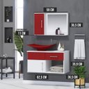 Ver imagem 2 de Gabinete Banheiro New Stilo 60 Cm Armário com Cuba e Espelheira:vinho