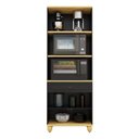 Ver imagem 2 de Torre Quente Retrô 3 Portas 1 Gaveta MDF e Madeira Maciça 80cm Preto Marfim