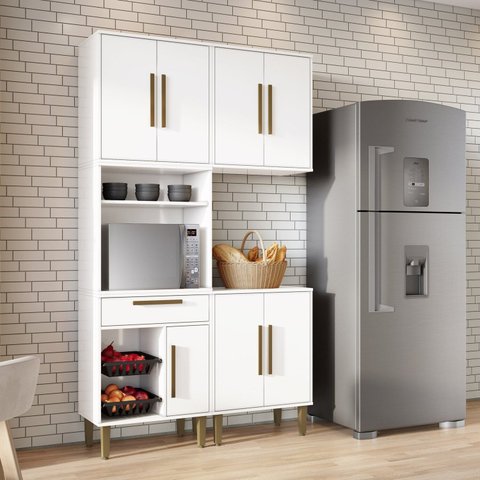 Cozinha Completa Modulada 3 Peças 7 Portas 1 Gaveta com Fruteira Lorena