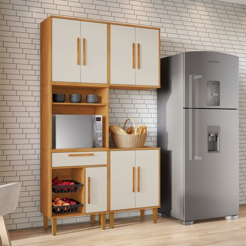 Cozinha Completa Modulada 3 Peças 7 Portas 1 Gaveta com Fruteira Lorena