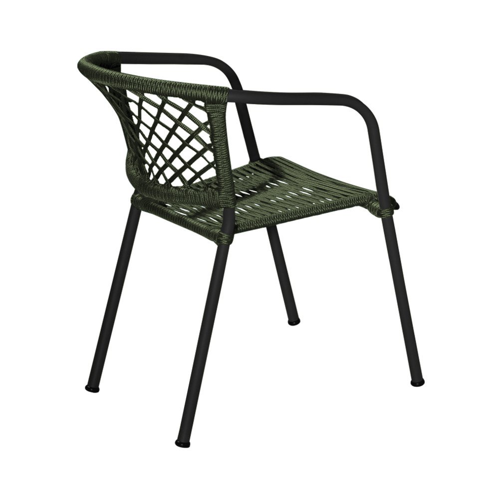 Kit 8 Cadeiras em Corda Náutica Verde e Alumínio Preto Florence para Área Externa - 3