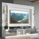 Ver imagem 7 de Estante Com Suporte Tv 65" Portas C/ Espelho Oslo Multimóveis V3382 Branco/Lacca Fumê