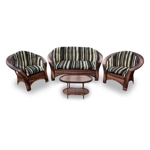 Conjunto de Sofá Fibra Sintética 19 - 1 Sofá 2 L + 2 Poltronas + 1 Mesa Centro - Tecido Illimani Pre