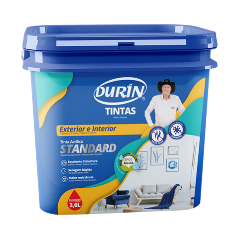 Tinta Acrílica Standard Fosco 3.6L Cor Branco Antimofo Baixo Odor Durín