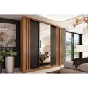 Ver imagem 1 de Guarda Roupa 3 Portas de Correr (1 C- Espelho) e 2 Gavetas Moema Flex Amêndola-nude ou Preto - Dem