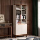 Ver imagem 1 de Livreiro Ej Flow Off White e Freijó para Organização de Livros e Objetos com Design Moderno