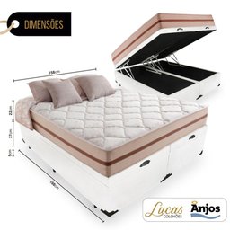 Cama Box Baú Queen + Colchão de Molas Ensacadas Anjos Classic 158cm - 2