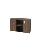 Ver imagem 5 de Armário Baixo Credenza com Chave 120x42cm Escritório Marrom/Nogal/Preto