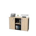 Ver imagem 4 de Armário Baixo Credenza com Chave 120x42cm Escritório Bege/Carvalho/Preto