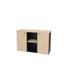Ver imagem 5 de Armário Baixo Credenza com Chave 120x42cm Escritório Bege/Carvalho/Preto