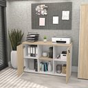 Ver imagem 3 de Armário Baixo Credenza com Chave 120x42cm Escritório Bege/Carvalho/Branco