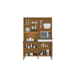 Kit de Cozinha 100% Mdf Verdot Perfil 7 Portas 1 Gaveta:Amêndoa/Branco - 2