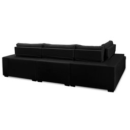 Sofá de Canto Retrátil e Reclinável com Molas 3,40x2,00 Ld Jacke Suede Preto Madelina Decor - 4