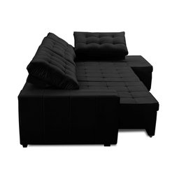 Sofá de Canto Retrátil e Reclinável com Molas 3,40x2,00 Ld Jacke Suede Preto Madelina Decor - 3