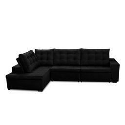 Sofá de Canto Retrátil e Reclinável com Molas 3,40x2,00 Ld Jacke Suede Preto Madelina Decor - 5