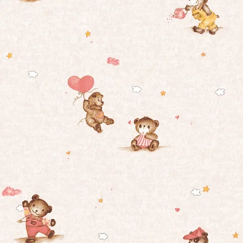 PAPEL DE PAREDE KANTAI HELLO KIDS - URSINHOS BEGE CLARO