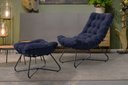 Ver imagem 2 de Poltrona Decorativa Costela com Puff Eva Preto Veludo Azul