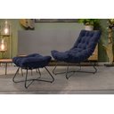 Ver imagem 2 de Poltrona Decorativa Costela com Puff Eva Preto Veludo Azul