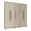 Ver imagem 3 de Guarda-Roupa Casal 5 Portas 3 Gavetas Internas 2 Maleiros e Sapateira Munique Bege/Cinamomo/Off White