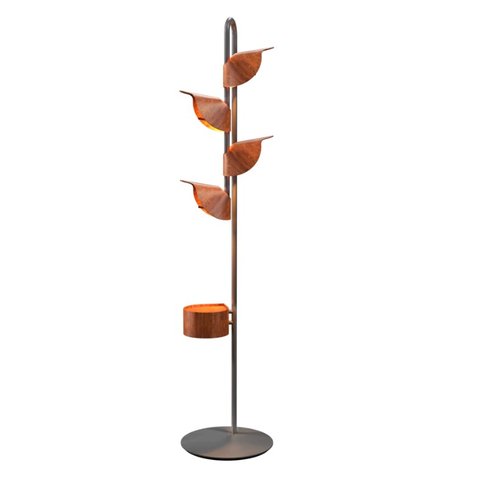 Coluna Mancebo Caete Aço Carbono e Lamina Natural Imbuia 6w 2700k Biv com Usb A205,5xl45xp45cm Accor