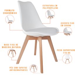 Mesa de Jantar Maldiva 180cm Preto F01 com 4 Cadeiras Ayla e 2 Cadeiras Madri Branco - 4