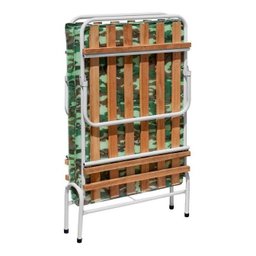 Cama Dobrável Camping Portátil com Colchão Estrutura em Aço e Estrado de Madeira - 1
