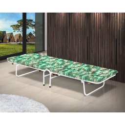 Cama Dobrável Camping Portátil com Colchão Estrutura em Aço e Estrado de Madeira - 3