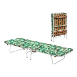 Cama Dobrável Camping Portátil com Colchão Estrutura em Aço e Estrado de Madeira - 2
