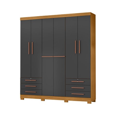 Roupeiro 200cm 6 Portas 6 Gavetas sem Espelho - Ssx Multicoisas