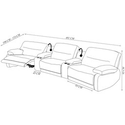 Sofá Decorativo Swift Curvo Elétrico C/porta Copos Baú Cooler Reclinável Retrátil Som Bluetooth e Ca - 4