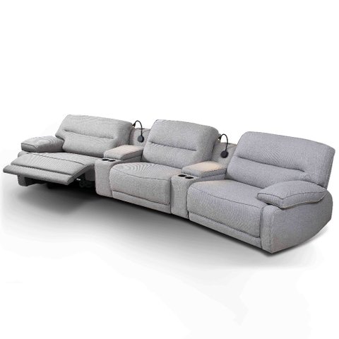 Sofá Decorativo Swift Curvo Elétrico C/porta Copos Baú Cooler Reclinável Retrátil Som Bluetooth e Ca