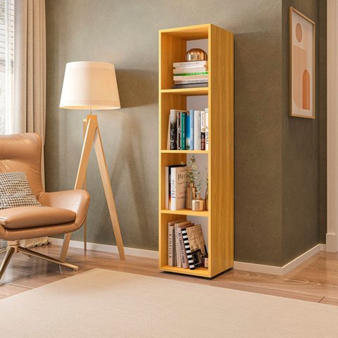 Estante de Livros 30CMX139CM Modular 4 Nichos Marselha Marrom/Freijó