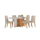 Ver imagem 1 de Conjunto Sala de Jantar Mesa Astrid 160 6 Lugares Tampo Vidro Maxi Off com Cadeiras Luar Amendoa