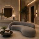 Ver imagem 3 de Sofá Zah 210 cm 3 Lugares Luxo Orgânico Curvo Bouclé Premium:Veludo Cinza Escuro