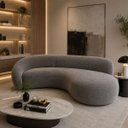 Ver imagem 1 de Sofá Zah 210 cm 3 Lugares Luxo Orgânico Curvo Bouclé Premium:Veludo Cinza Escuro