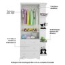 Guarda-roupa Infantil 85cm 2 Portas 3 Gavetas com Janelas e Prateleira Ezra 100% Mdf Espresso Móve - 5