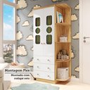 Ver imagem 7 de Guarda-roupa Infantil 85cm 2 Portas 3 Gavetas com Janelas e Prateleira Ezra 100% Mdf Espresso Móve