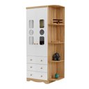 Ver imagem 2 de Guarda-roupa Infantil 85cm 2 Portas 3 Gavetas com Janelas e Prateleira Ezra 100% Mdf Espresso Móve